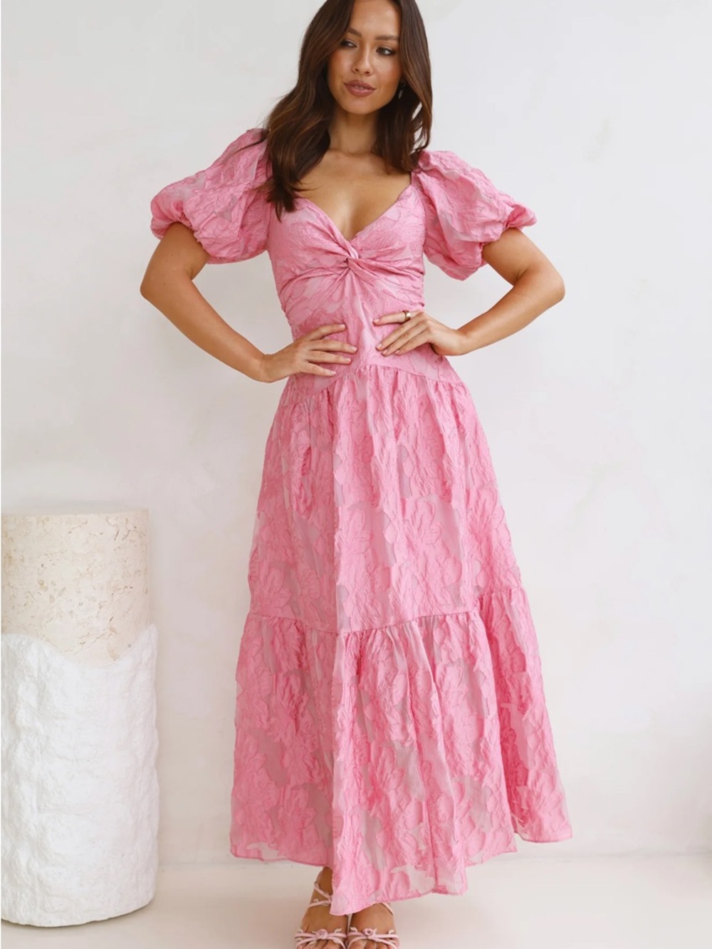night to shine maxi dress pink